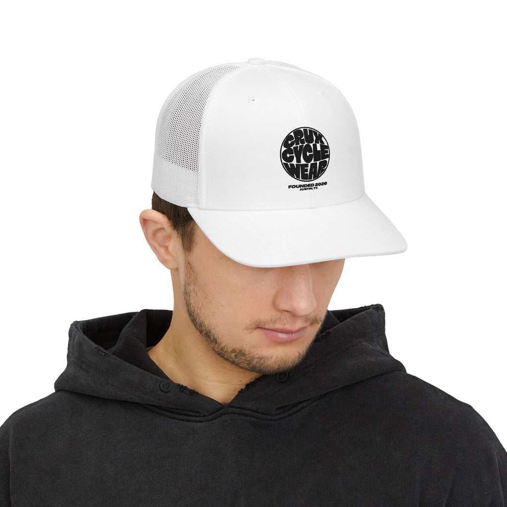 Trucker Cap — Black Grunge Globe Logo "Powerful Youth"