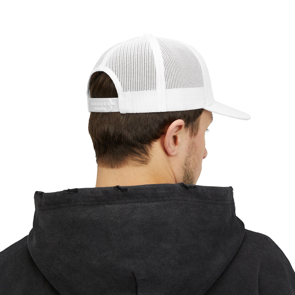 Trucker Cap — Black Grunge Globe Logo "Powerful Youth"